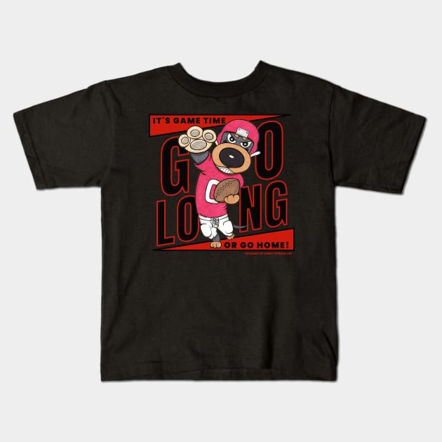 Cute Funny Doxie Dachshund Dog Football Kids T-Shirt by Danny Gordon Art